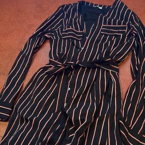 Red and white striped black long sleeve dress size medium